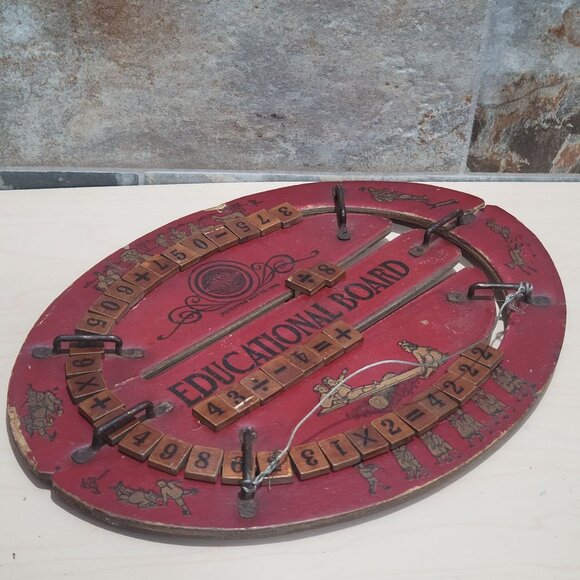 Vintage Cress Educational Board Reversible Red Oval Educational Toy - Picture 12 of 12